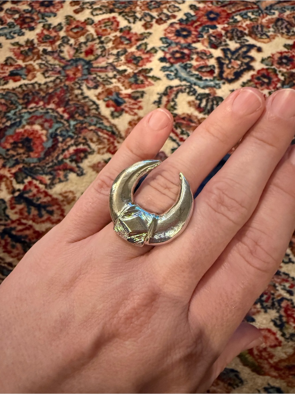 Ax + Apple silver crescent ring